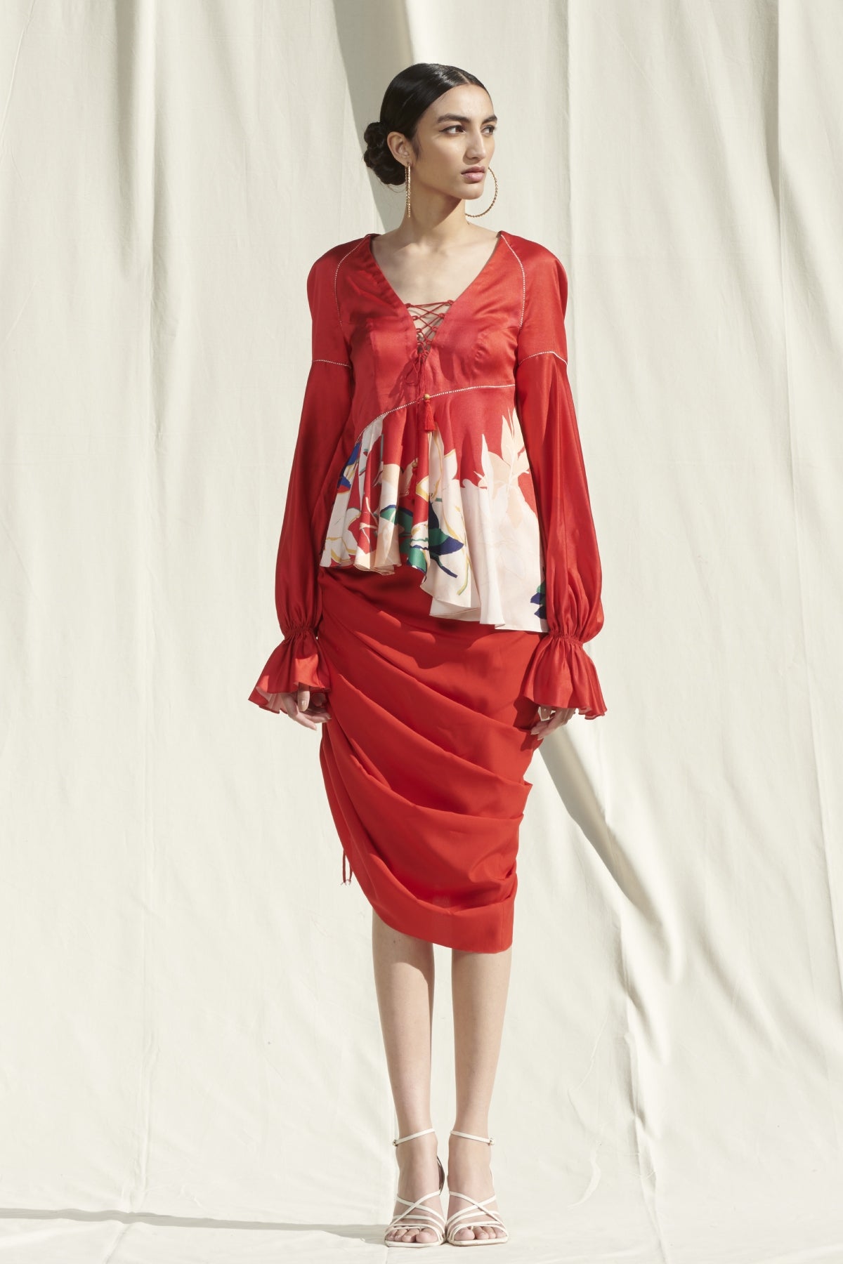 Buy Draped Skirt by Mandira Wirk